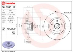 BREMBO 08.B395.17 — Тормозной диск