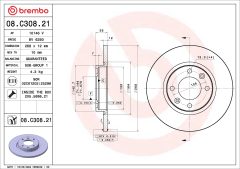 BREMBO 08.C308.21 — Disc de frână