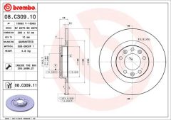 BREMBO 08.C309.10 — Тормозной диск