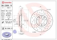 BREMBO 08.C309.1X — Тормозной диск