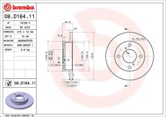 BREMBO 08.D164.11 — Тормозной диск