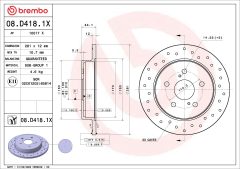 BREMBO 08.D418.1X — Disc de frână