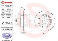 BREMBO 08.D698.11 — Тормозной диск