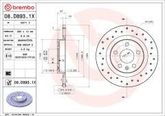BREMBO 08.D893.1X — Тормозной диск