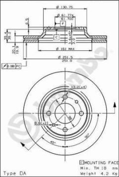 BREMBO 09.5307.10 — Тормозной диск