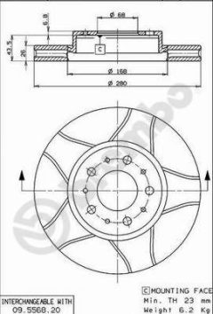 BREMBO 09.5568.76 — Тормозной диск