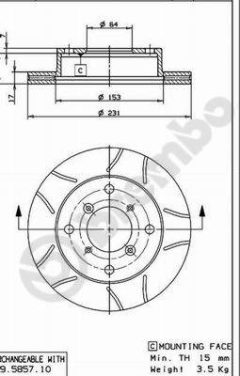 BREMBO 09.5857.75 — Тормозной диск