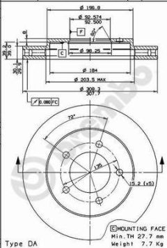BREMBO 09.7653.10 — Disc de frână