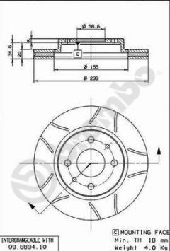 BREMBO 09.8894.75 — Тормозной диск