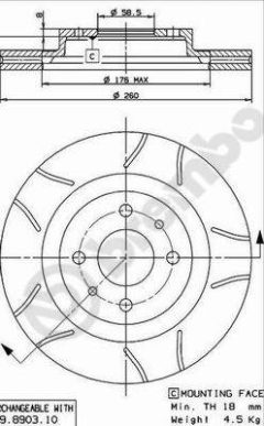 BREMBO 09.8903.75 — Тормозной диск