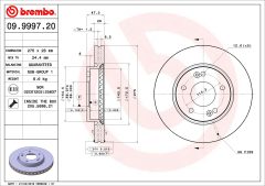 BREMBO 09.9997.20 — Тормозной диск