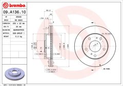 BREMBO 09.A136.10 — Тормозной диск