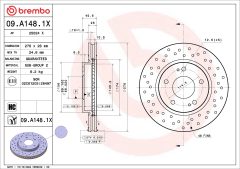 BREMBO 09.A148.1X — Тормозной диск