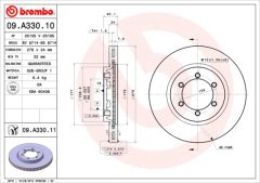 BREMBO 09.A330.10 — Тормозной диск