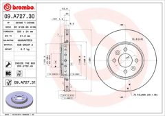 BREMBO 09.A727.31 — Disc de frână