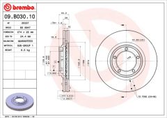 BREMBO 09.B030.10 — Тормозной диск