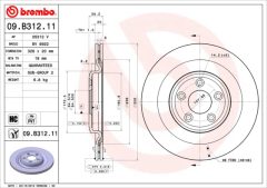 BREMBO 09.B312.11 — Disc de frână