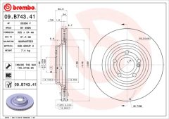 BREMBO 09.B743.41 — Тормозной диск