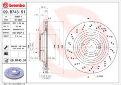 BREMBO 09.B743.51 — Тормозной диск