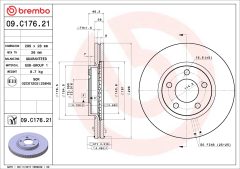 BREMBO 09.C176.21 — Тормозной диск