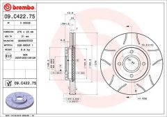 BREMBO 09.C422.75 — Тормозной диск