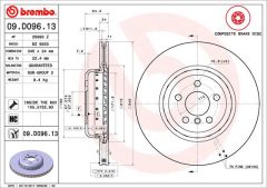 BREMBO 09.D096.13 — Тормозной диск
