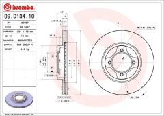 BREMBO 09.D134.10 — Тормозной диск