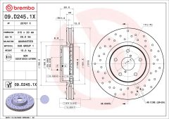 BREMBO 09.D245.1X — Тормозной диск