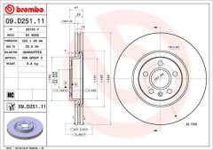 BREMBO 09.D251.11 — Тормозной диск