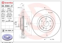 BREMBO 09.D394.21 — Тормозной диск