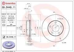 BREMBO 09.D449.11 — Тормозной диск