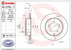 BREMBO 09.D705.11 — Тормозной диск