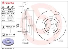 BREMBO 09.F381.11 — Тормозной диск