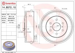 BREMBO 14.B572.10 — Тормозной барабан