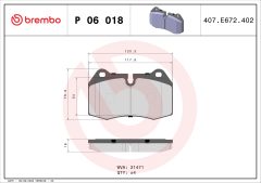 BREMBO P 06 018 — Plăcuțe de frână disc