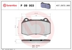 BREMBO P 09 003 — Колодки тормозные дисковые