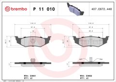 BREMBO P 11 010 — Plăcuțe de frână disc