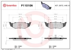 BREMBO P11010N — Plăcuțe de frână disc