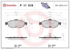 BREMBO P 11 016 — Plăcuțe de frână disc