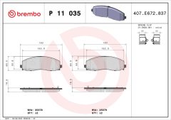 BREMBO P 11 035 — Plăcuțe de frână disc
