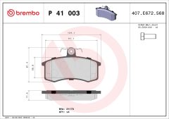 BREMBO P 41 003 — Plăcuțe de frână disc