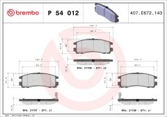 BREMBO P 54 012 — Plăcuțe de frână disc