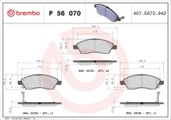 BREMBO P 56 070 — Plăcuțe de frână disc