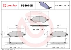 BREMBO P56070N — Plăcuțe de frână disc