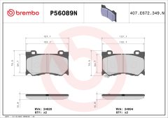 BREMBO P56089N — Plăcuțe de frână disc