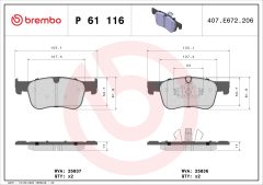 BREMBO P 61 116 — Колодки тормозные дисковые