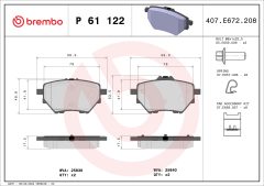 BREMBO P 61 122 — Plăcuțe de frână disc