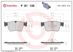 BREMBO P 61 135 — Колодки тормозные дисковые