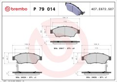 BREMBO P 79 014 — Plăcuțe de frână disc