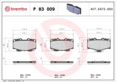 BREMBO P 83 009 — Plăcuțe de frână disc